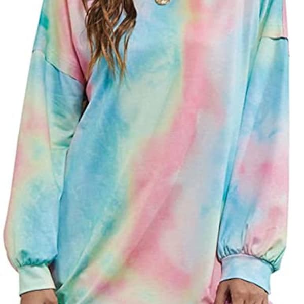 Long Sleeve Tie Dye T Shirt - Chartreuse Tie Dye