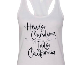 Heads Carolina Tails California Women's Tank, Country Music Shirt