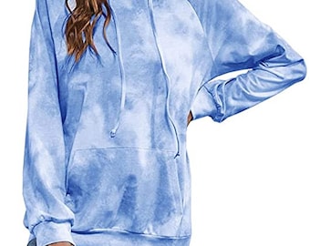 Pastel Tie Dye Hoodie, Women's Pullover Sweatshirt