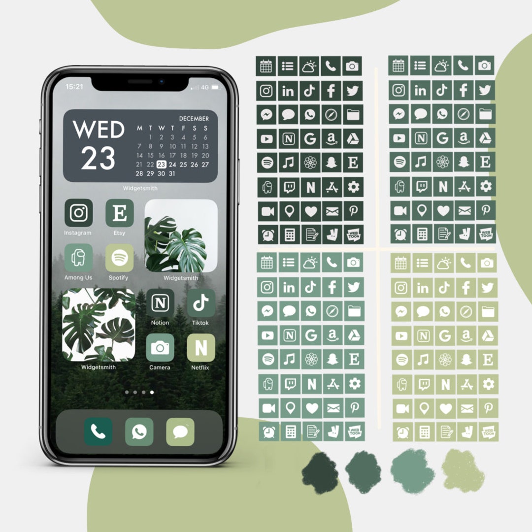 160 Green Nature Icon Theme Pack, iPhone Ios 14 App Icons, Aesthetic