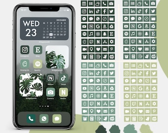 160 Green Nature Icon Theme Pack, iPhone iOS 14 App Icons, Aesthetic Home Screen