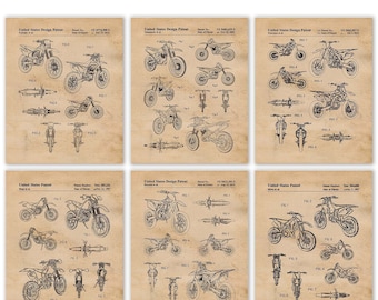 Vintage Honda Motocross Dirt Bikes Prints, 6 Unframed Photos, Wall Art Decor Gifts for Home Office Man Cave Student Supercross Racing Champ