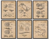 Vintage Star Trek Patent Poster Prints, Set of 6 (8x10) Unframed Photos, Wall Art Decor Gifts for Home, Trekkie, Man Cave, Sci Fi Fan, Nerd