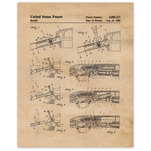 Classic M4 Shotgun Rifle Patent Prints, 1 Unframed Photos, Wall Art Decor Gift for Home Office Benelli Garage Ammo Shop Target Range Cowboy