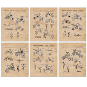 Vintage Honda Motocross Dirt Bikes Prints, 6 Unframed Photos, Wall Art Decor Gifts for Home Office Man Cave Student Supercross Racing Champ