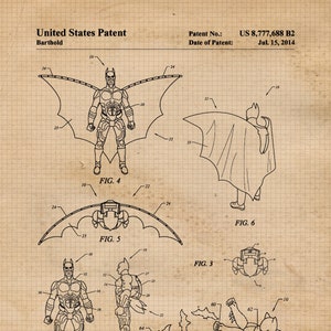 Classic Toy Action Figure Patent Prints, 1 Unframed Photo, Wall Art Decor Gift for Home Dark Knight Office Gaming Student Teacher ComicCon