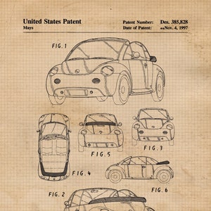 Peut inclure: Un dessin au trait noir et blanc d'un design de brevet de voiture. Le numéro de brevet est Des. 385,828 et la date du brevet est le 4 novembre 1997. Le dessin montre la voiture sous différents angles, y compris l'avant, le côté et l'arrière.