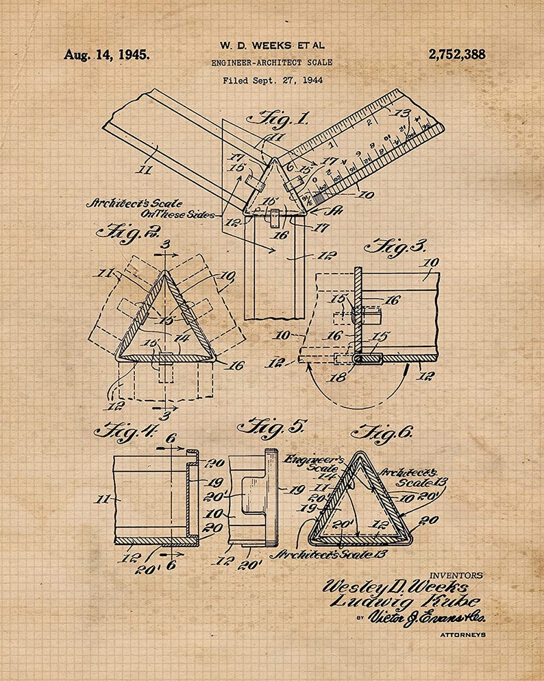 Vintage Architect Patent Prints, 6 Unframed Photos, Wall Art Decor for Home Office Man Cave Garage Shop Construction Builder Design Students image 4