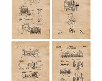 Classic Automobile Patent Prints, 4 ungerahmte Fotos, Wall Art Decor für Zuhause Arbeit Büro Mercedes Benz Autoteile Garage Shop Schüler Lehrer