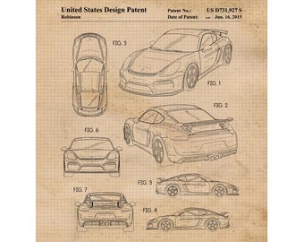 Classic 981 Auto Patent Prints, 1 Unframed Photos, Wall Art Decor for Home Work Office Porsche Cayman Car Gear Garage Part Motorsport Shop