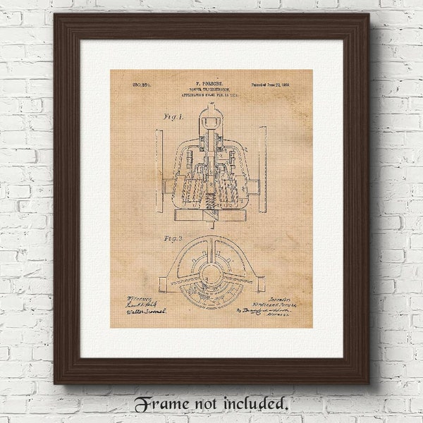 Vintage Engine Transmission Patent Prints, 1 Unframed Photos, Wall Art Decor Gifts for Home Office Porsche Garage Engineer Student Teacher