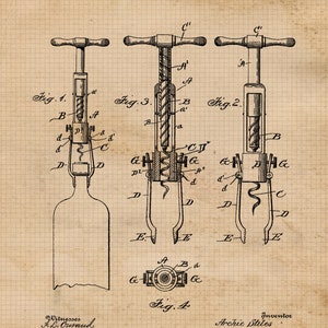 Vintage Bartender Cocktail Wine Patent Prints, 6 Unframed Photos, Wall Art Decor Gifts for Home Office Man Cave Bar Garage Shop Student Fans image 4