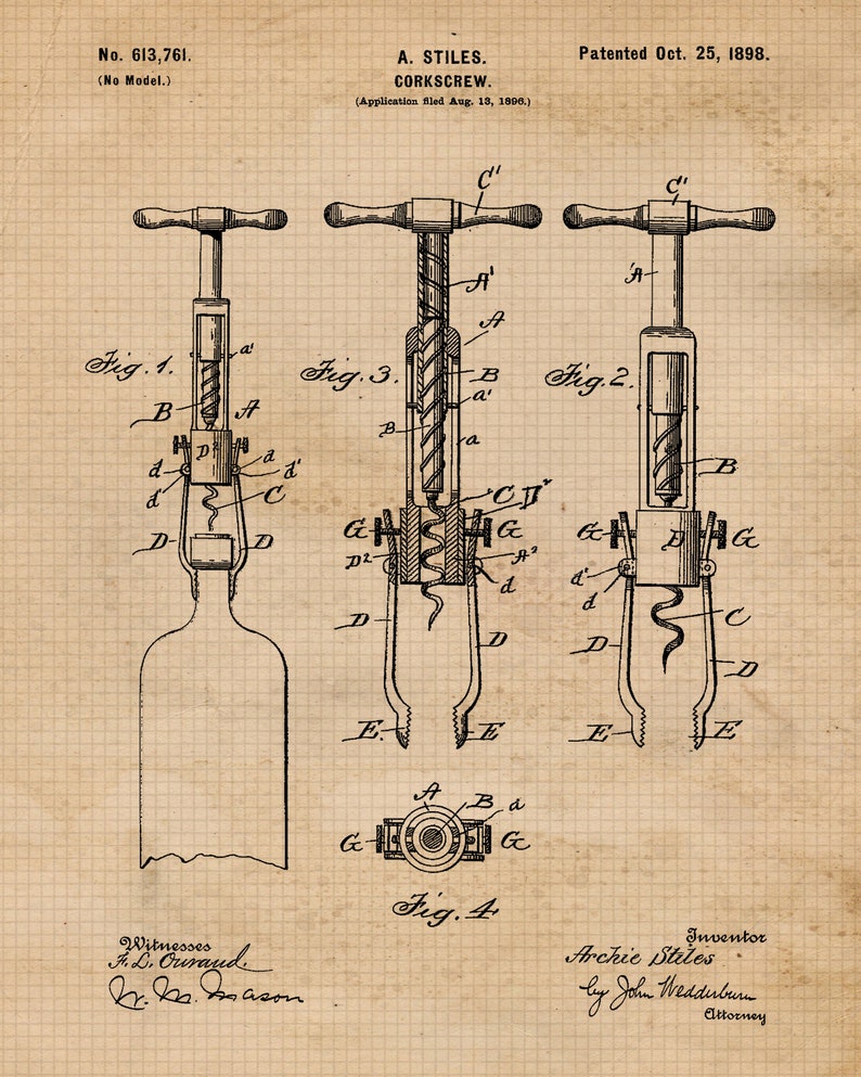 Vintage Bartender Cocktail Wine Patent Prints, 6 Unframed Photos, Wall Art Decor Gifts for Home Office Man Cave Bar Garage Shop Student Fans image 4