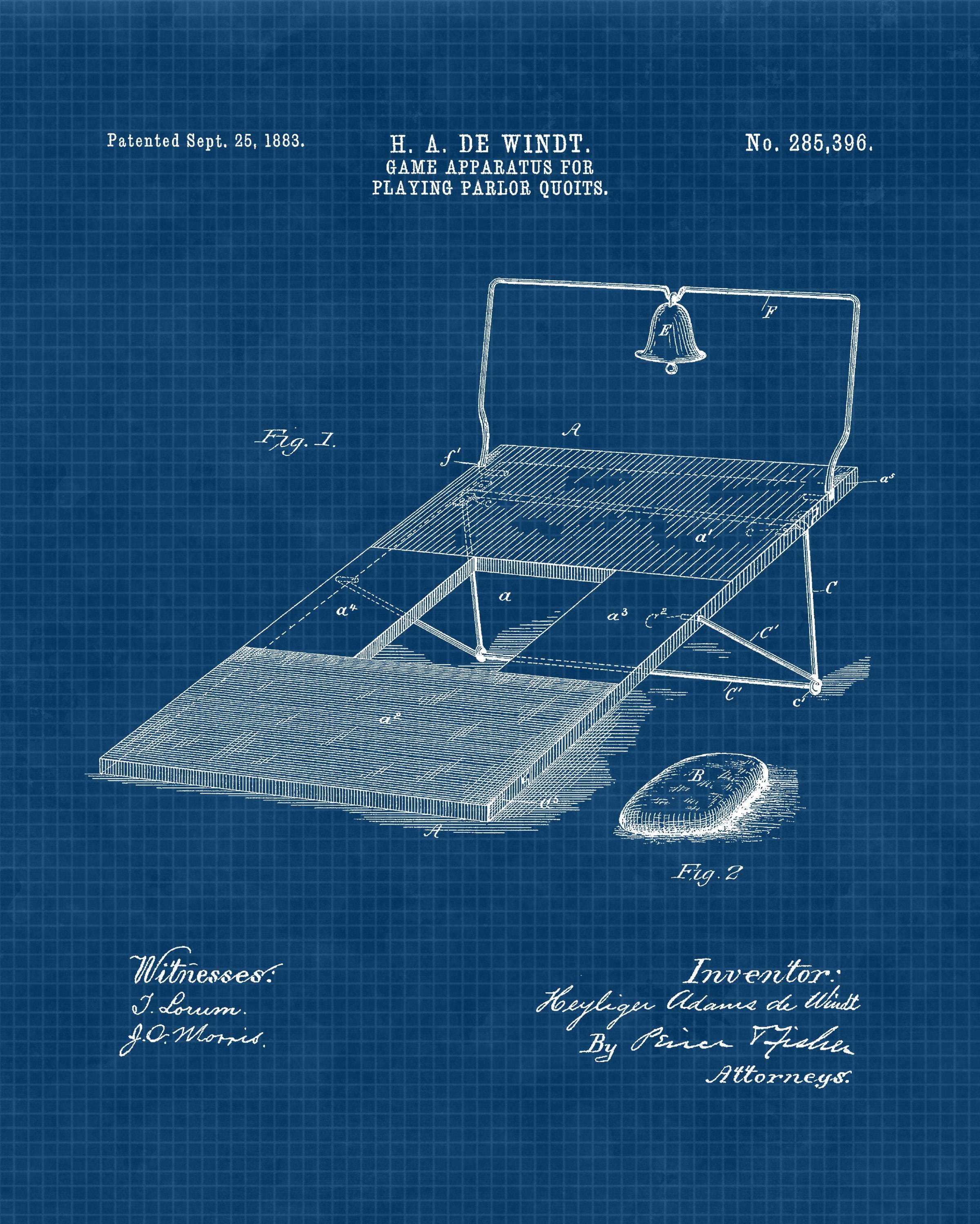 Classic Cornhole Parlor Quoits Patent Prints, 1 Unframed Photos