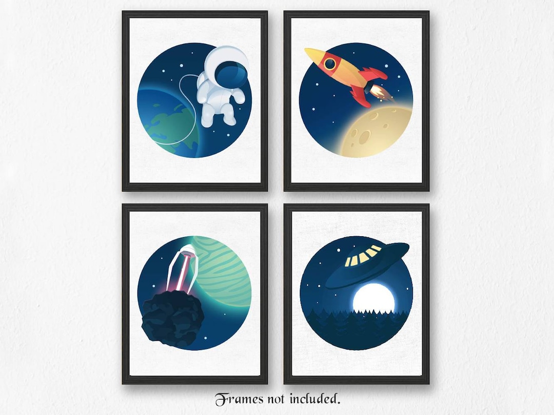 Space Kids Prints, 4 Unframed Photos, Wall Art Decor Gift for Home ...