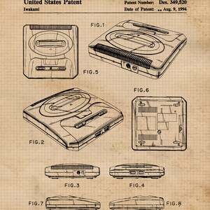 Vintage Sega Video Game Patent Prints, 4 Unframed Photos, Wall Art ...