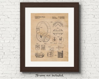 Impresiones de patentes de auriculares clásicos, 1 foto sin marco, decoración de pared, regalo para el hogar, la oficina, el estudio de música, la escuela, el estudiante, el profesor, la banda de rock