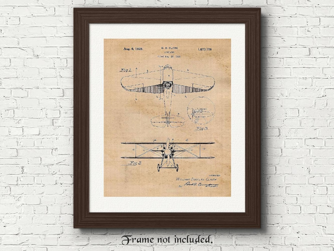 Vintage Airplane Patent Prints, 1 Unframed Photos, Wall Art Decor Gift ...