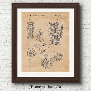 Vintage Transformer Robot Semi Trailer Truck Patent Prints, 1 Unframed Photos, Wall Art Decor Gifts for Home Office Man Cave Gamer Comic-Con