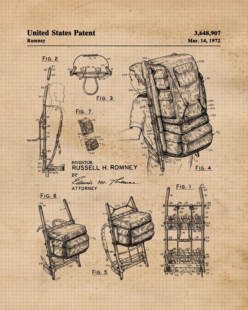 Classic Hiking Patent Prints, 6 Unframed Photos, Wall Art Decor Gift ...