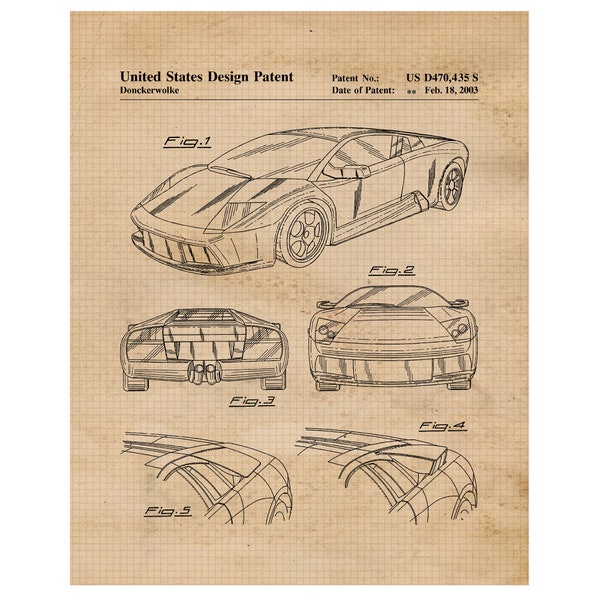 Vintage Murcielago Patent Prints, 1 Unframed Photos, Wall Art Decor for Home Lamborghini Office Gears Garage Engineer Student Teacher Coach