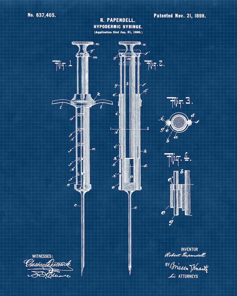 Vintage Nurse Doctor Medical Patent Prints, 6 Unframed Photos, Wall Art Decor for Home Health Care Office Med School Student Teacher Coach Blue