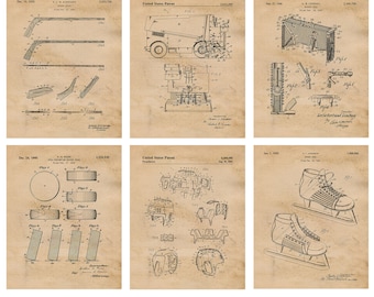 Vintage Hockey Gears Patent Drucke, 6 ungerahmte Fotos, Wand-Kunst-Dekor-Geschenke für Haus Büro Garage Schule Gymnastik-Studenten-Lehrer-Trainer-Trainer-Champs