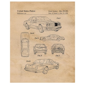 May include: A black and white line drawing of a car patent design. The patent number is Des. 353,350 and the date of the patent is Dec. 13, 1994. The patent is for a car design with a coupe body style. The drawing shows the car from different angles, including the front, side, and rear.