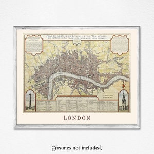 Stampe di mappe vintage di Londra e Inghilterra, 1 foto senza cornice, decorazione da parete per casa, ufficio, studio, scuola, studenti, insegnanti, geografia mondiale
