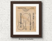 Vintage Electric Guitar Patent Prints, 1 Unframed Photo, Wall Art Decor Gifts for Home Office Man Cave Music Student Teacher Rock Roll Fan