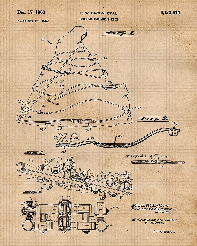 Vintage Disney Theme Park Rides Patent Prints, 6 Unframed Photos, Wall Art Decor Gifts for Home Office Man Cave Student Teacher Coach Kids image 5