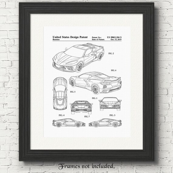Classic Chevy C8 Patent Prints, 1 Unframed Photos, Wall Art Decor
