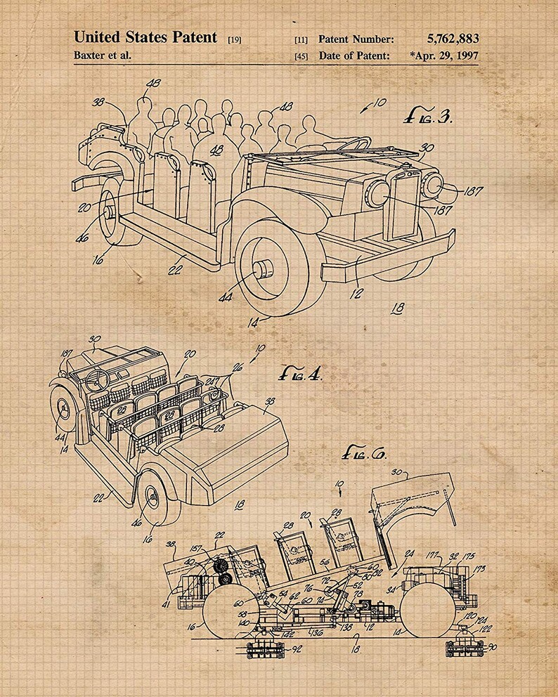 Vintage Disney Theme Park Rides Patent Prints, 6 Unframed Photos, Wall Art Decor Gifts for Home Office Man Cave Student Teacher Coach Kids image 3