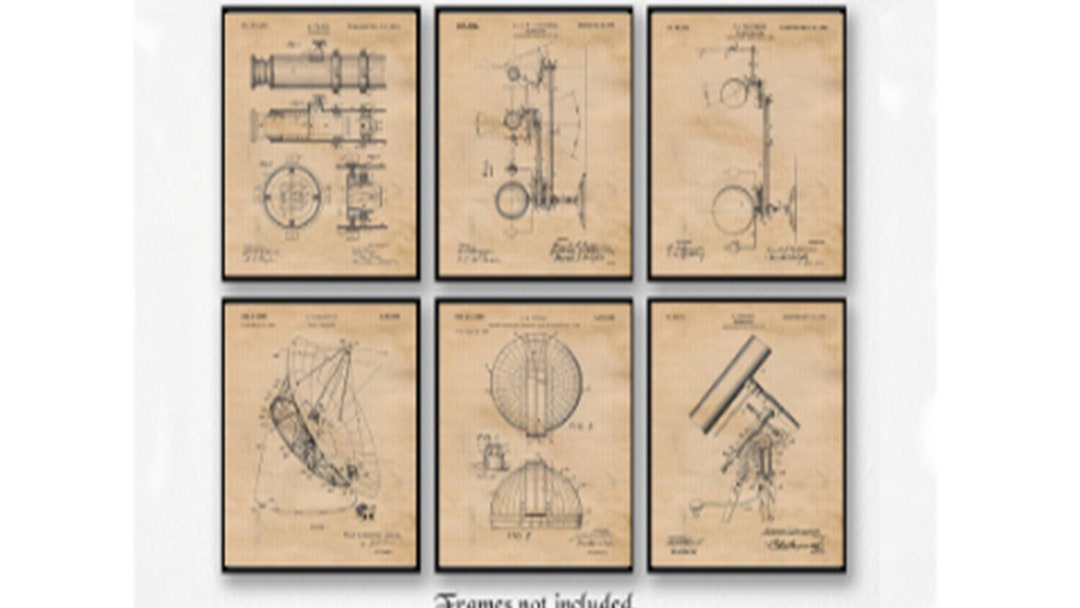 Vintage Astronomy Patent Prints, 6 Unframed Photos, Wall Art Decor Gift ...