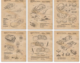 Tech F1 Racing Patent Poster Prints, 6 Unframed Photos, Wall Art Decor Gifts for Home Office Man Cave Student Teacher Ferrari Formula 1 Fans