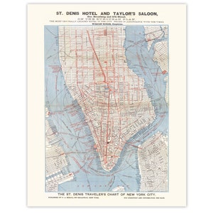 Vintage New York Manhattan réplique carte impression, 1 photos sans cadre, décoration d'art mural pour bureau à domicile Loft école étudiant enseignant monde géographie