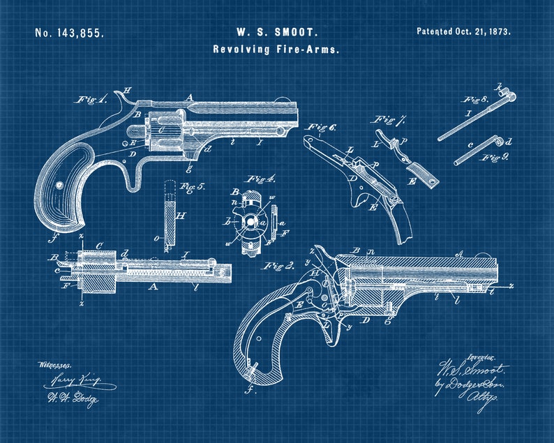 Vintage Antique Smith &amp; Wesson Firearm Patent Poster Prints 1 | Etsy