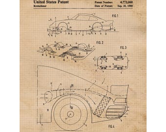 Classic 959 Auto Patent Prints, 1 ungerahmte Fotos, Wandkunst Dekor für Zuhause Porsche Werk Büro Auto Werkstatt Tech Mechaniker Schule Schüler