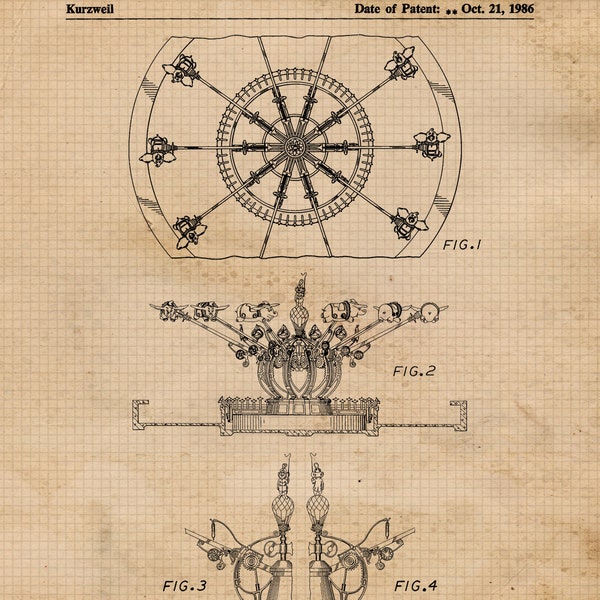 Vintage Dumbo Ride Patent Prints, 1 Unframed Photos, Wall Art Decor Gifts for Home Office Garage Student Teacher Amusement Theme Park Fans