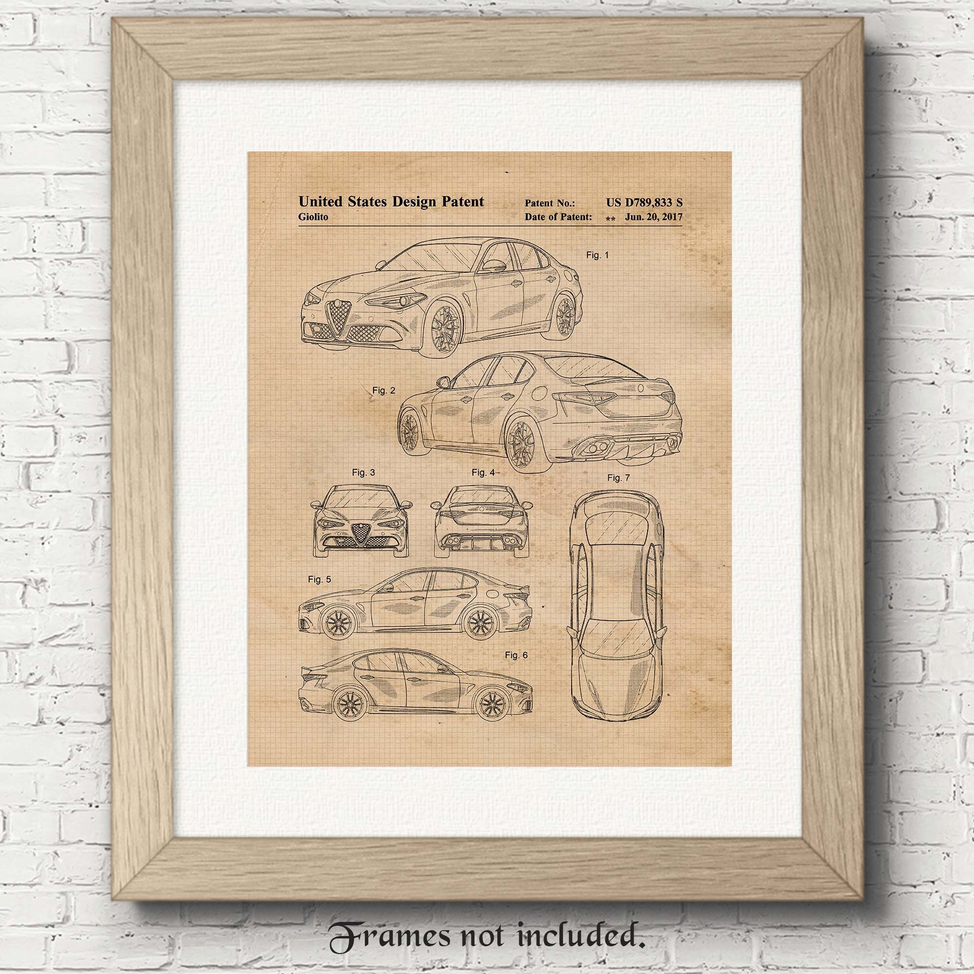 Alfa Romeo Giulia Patent Prints, 1 Unframed Photos, Wall Art Decor