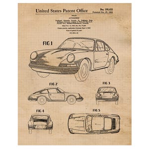 Stampe di brevetti di auto classiche 911, 1 foto senza cornice, decorazione da parete, regalo per casa, ufficio Porsche, garage, officina, meccanico, scuola, studente