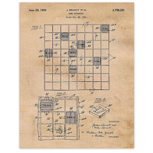 Vintage Scrabble Game Patent Prints, 1 Unframed Photo, Wall Art Decor for Home Office Man Cave Student Teacher Coach Family Night Gaming Fan image 2