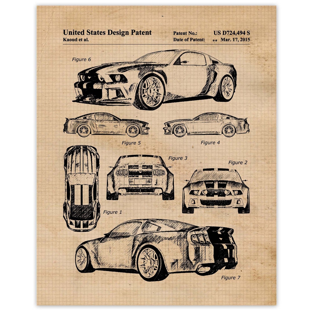 Classic GT500 Patent Prints, 1 Unframed Photos, Wall Art Decor Gift for ...