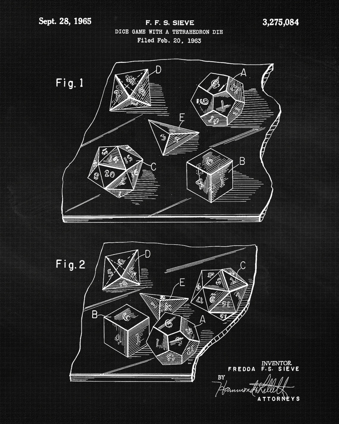 Dungeons Dragons Dice Patent Poster Prints 2 Unframed Photos Etsy