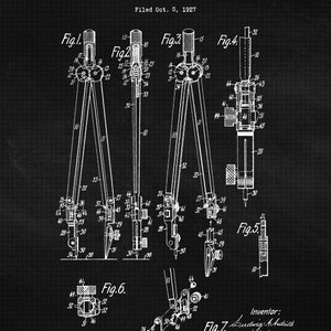 Vintage Architect Patent Prints, 6 Unframed Photos, Wall Art Decor for Home Office Man Cave Garage Shop Construction Builder Design Students Black