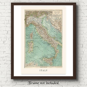 Vintage Italien Karte vom Deutschen Atlas, Atlas Replik, 1 ungerahmte Fotos, Wand, Kunst, Dekoration für das Büro, die Welt, die Welt, die Geographie