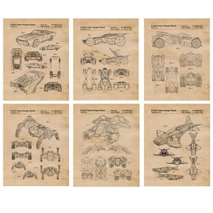Classic Hero Vessels Patent Prints, 6 Unframed Photos, Wall Art Decor Gift for Home Dark Knight Workshop Office Student Teacher ComicCon Fan
