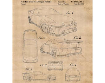 Mustang SN95 New Edge Automobile Patent Prints, 1 Unframed Photos, Wall Art Decor for Home Work Office Ford Car Tech Garage School Student