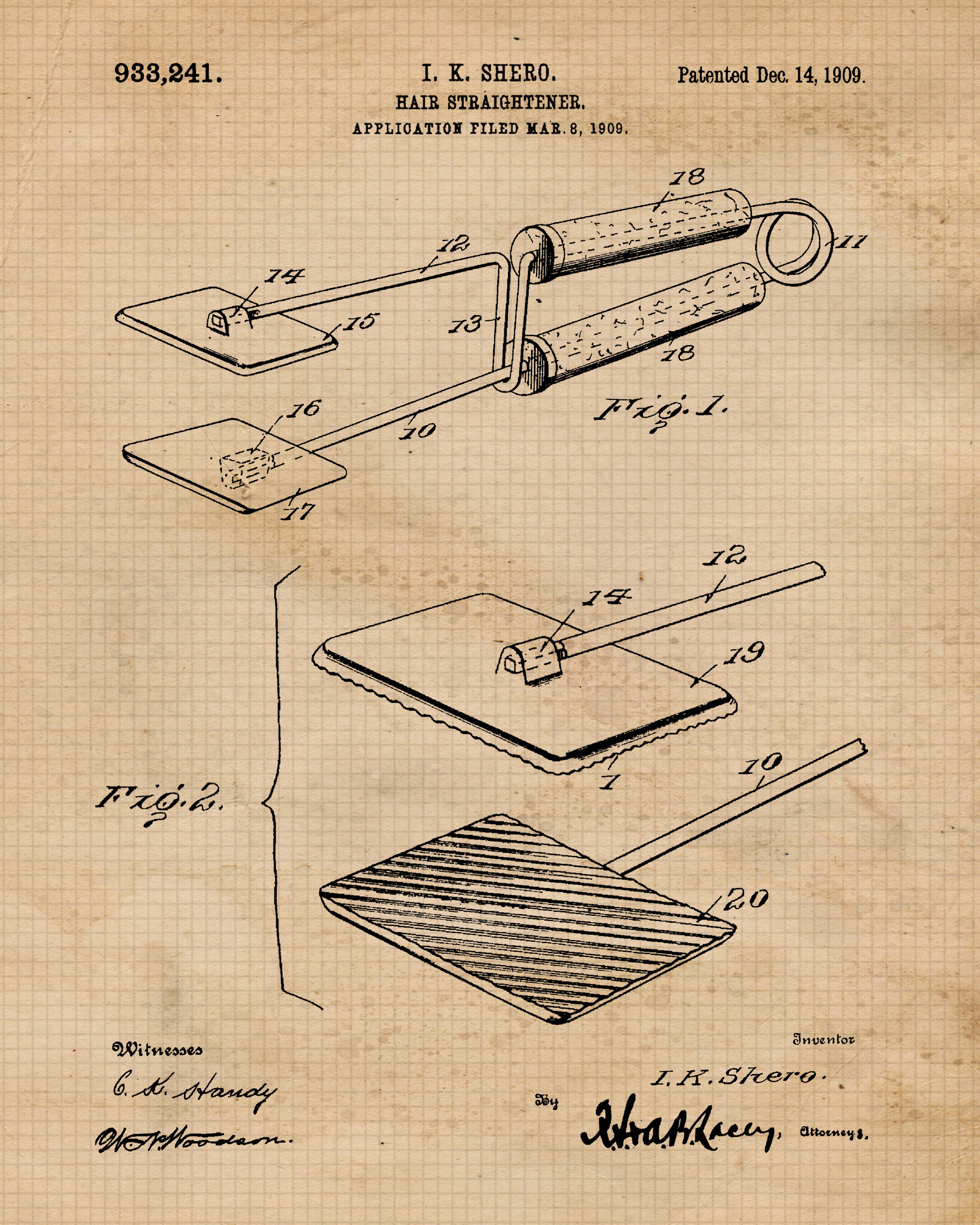Vintage Hair Styling Tools Patent Poster Prints 6 Unframed Etsy