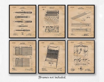 Vintage Accountant Tools Patent Prints, 6 Unframed Photos, Wall Art Decor Gifts for Home Office Man Cave Math Student Teacher Financial Tax